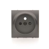 Cover for single socket outlet with earthing, anthracite, metalic