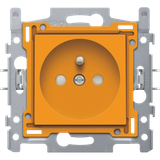 Socket outlet with pin earthing and shutters, flush-mounting depth 28.5 mm, base and finishing set, plug-in terminals, orange