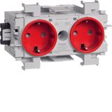 Socket-outlet 2-gang Wago f-mount red