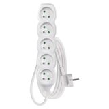 Extension Cord 2 m / 5 sockets / white / PVC / 1 mm2