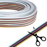 5-core flat PVC cable AWG 18/0.82 mm2 white/green/red/blue/yellow
