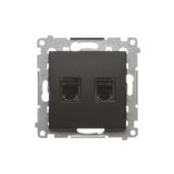 RJ12 double telephone socket, (module), black matt