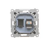 Aerial socket type "F" + computer socket RJ45 cat.6, white
