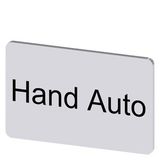 Labeling plate 17.5x27 mm, silver-colored label, labeling: Hand Auto