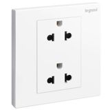 Galion - 2 gangs EURO/US socket outlet - 16A - 2 Poles with earth - White