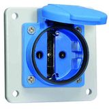 Schuko ICD 16A 2P+Ra 250V IP54 75x75 Bl QC Ni