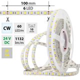 LED strip SMD5050 CW, 60LED/m, 14,4W/m, 1132lm/m, IP54, DC 24V, 10mm, 5m
