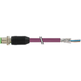 M12 male 0° A-cod. with cable shielded PUR AWG24+22 vt 0.5m