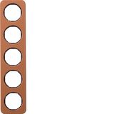 Frame 5gang, R.1, brown/black glossy, embossed leather