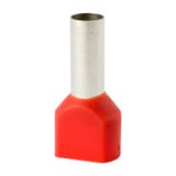 Insulated double sleeve terminal HI 2x6.0/12-jun red, Al/Cu