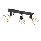 Jerome spot 3-pc E27 matt black/rattan