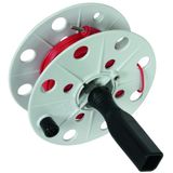 Coiler plastic grey W 40mm w. socket a. 25m wire 0.75mm² red w. split 
