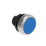 Push-Push button actuator Ø22mm Platinum series chromed plastic, flush. Push ON-Push OFF, blue