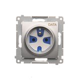DATA single socket outlet with socket access element, (module), 16A, 250V, Screw, Silver matt, metalic