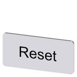 Labeling plate 12.5 x 27 mm, silver-colored label, labeling: Reset