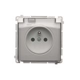 IP44 single socket outlet - transparent flap, white, 16A