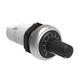 Monoblock potentiometer Ø22mm Platinum series chromed plastic, with graduated scale 500kOhm
