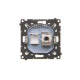 Computer socket RJ45 category 5e + telephone socket RJ12, (module), Silver matt, metalic