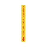 Yellow adhesive in PC, rectangular 300x32 mm, red writing "PREMERE PER USCIRE"