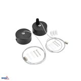ROUND CEILING ROSETTES (2PCS.) BLACK WITH SUSPENSION WIRE 100CM