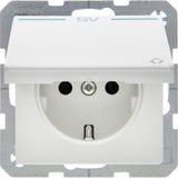 Schuko socket with cover, Q.1/Q.3 polar white, velvety