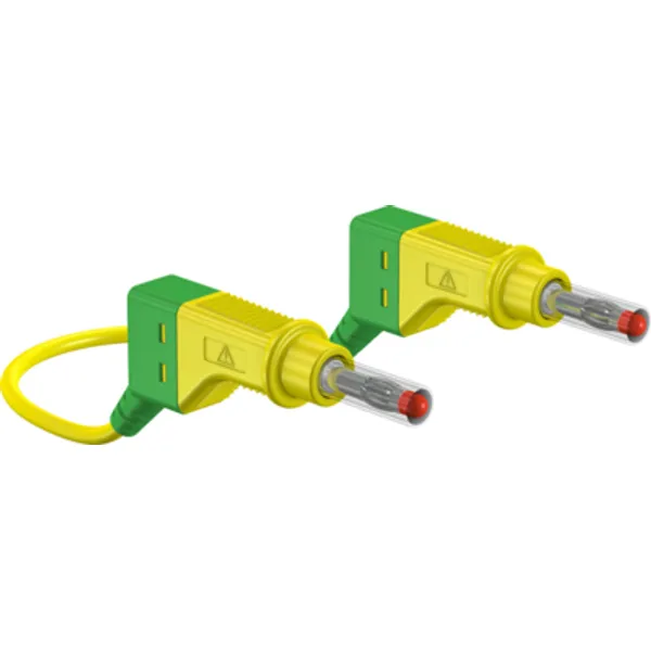 Measuring lead with (4 mm plug, spring-loaded, straight) to (4 mm plug, spring-loaded, straight), 1.5 m, green/yellow, silicone, 2.5 mm², CAT II, 66.9408-15020 image 1