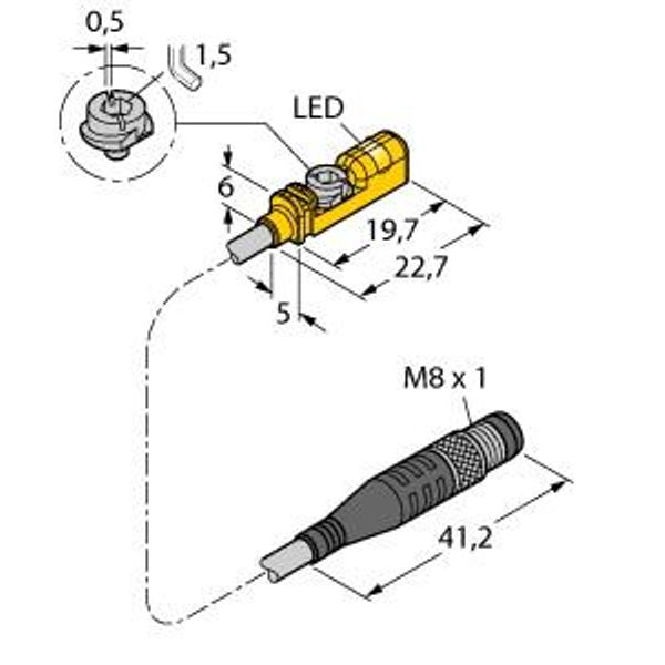Magnetic Field Sensor Compact design for small hydraulic cylinders   BIM-UNTK-AP7X-0.3-PSG3M image 1