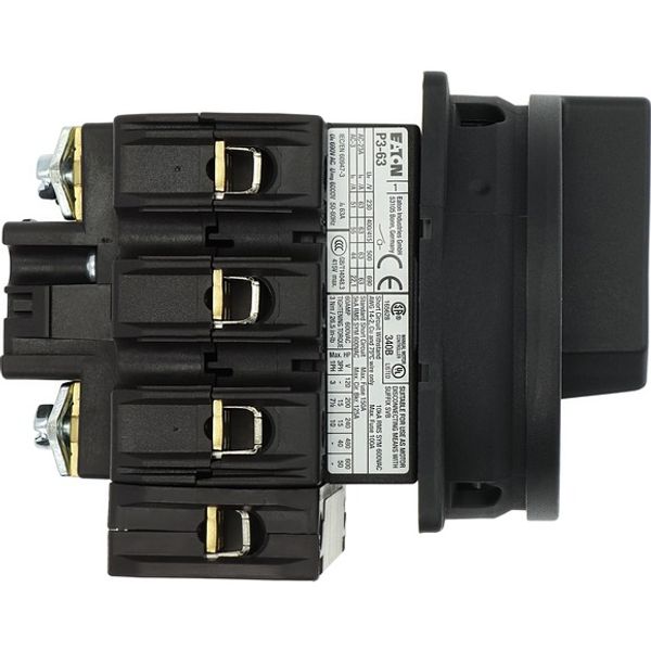 P3-63/EA/SVB-SW/N Main switch, P3, 63 A, flush mounting, 3 pole + N, STOP function, With black rotary handle and locking ring, Lockable in the 0 (Off) position image 3