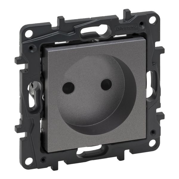 2P SOCKET WITH SHUTTERS, SCREW TERMINALS, MEDIUM GREY image 1