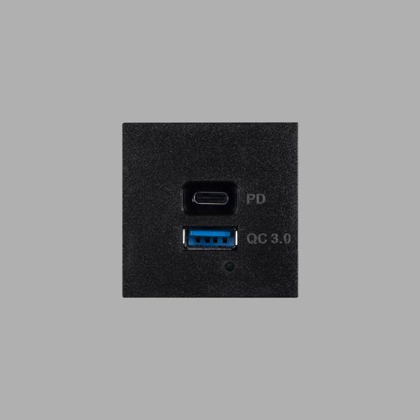 USB MODULE / USB A + C QUICKCHARGE / 45 MM / BLACK image 2