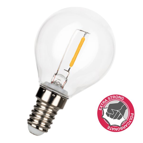 LED Filament Safe G45 E14 1W 2700K PC Clear image 2