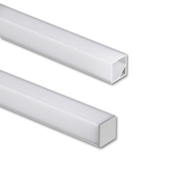 Corner aluminum profile RD2, 16x16mm, White diffuser, 1m image 1
