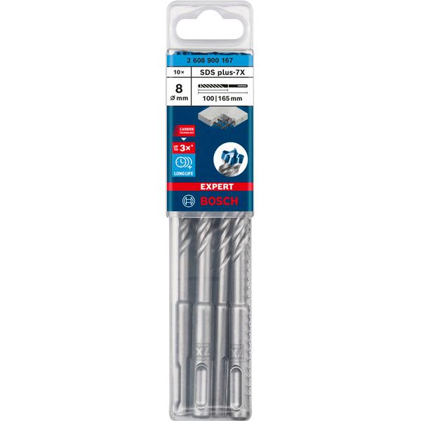 EXPERT SDS plus-7X Hammer Drill Bit 8 x 100 x 165 mm, 10-pc image 3