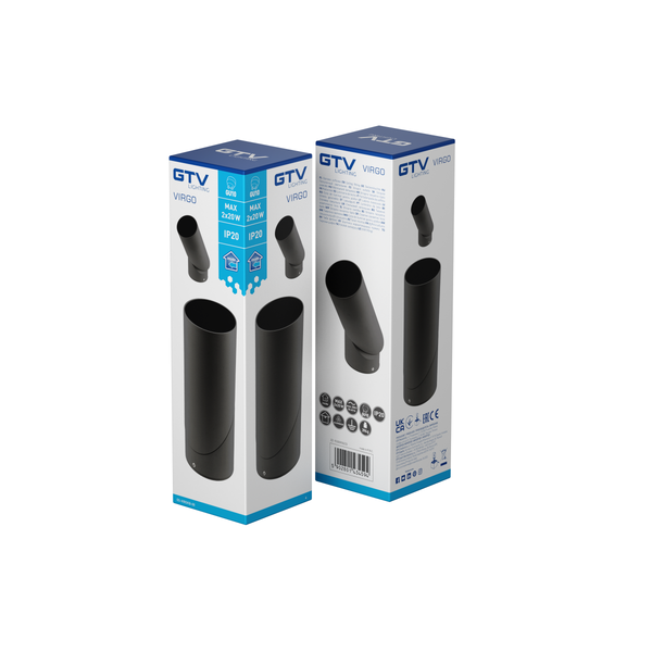 Ceiling luminaire VIRGO, GU10, 57x57x152 mm, IP20, max. 20 W, round, black image 1