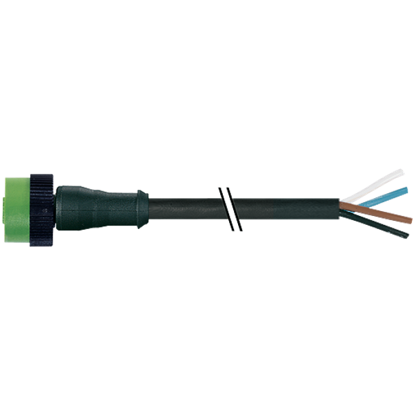 MQ12 female 0° A-cod. with cable PUR 5x0.34 bk UL/CSA+drag ch. 1,85m image 1