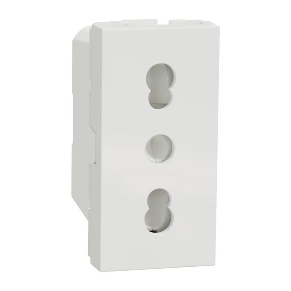 Socket-outlet, New Unica, 2P+E, 16A, Italian, with shutter, white image 1