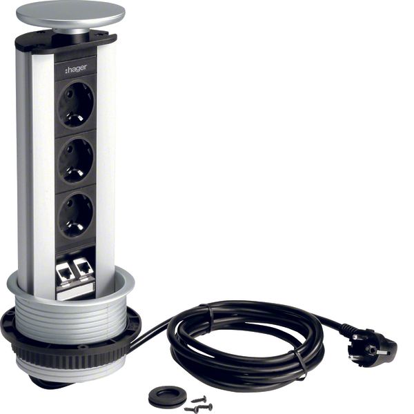 liftable multisocket-outlet 3so 2xCat.6 image 1