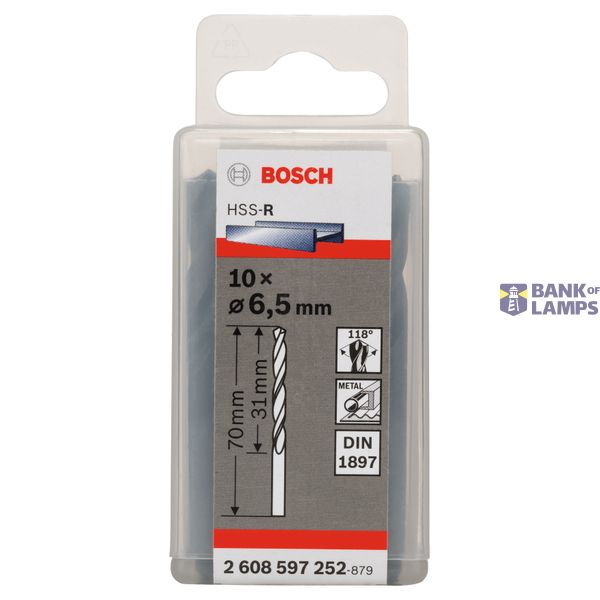 Stub drill bits, HSS-R, DIN 1897 6,5 x 31 x 70 mm 10 pcs. image 2