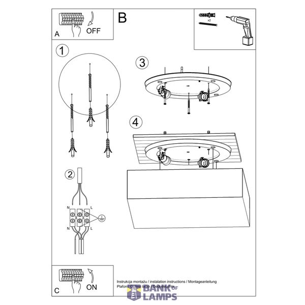 CEILING LAMP HORUS 45 WHITE E27 3X60W IP20 image 7