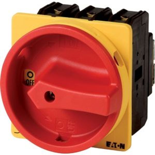 P3-100/EA/SVB/N/HI11 Main switch, P3, 100 A, flush mounting, 3 pole + N, 1 N/O, 1 N/C, Emergency switching off function, With red rotary handle and yellow locking ring, Lo image 2