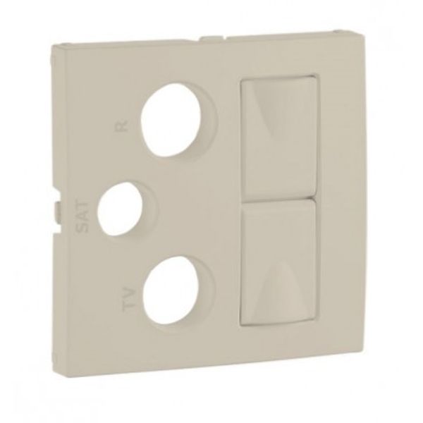 COV PLATE F/R-TV-SAT-2XRJ45 MULT SOCKET IVORY image 1