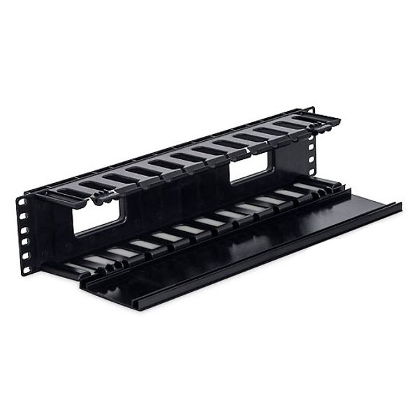 19" Cable management panel, 2U, plastic, black RAL9005 image 2