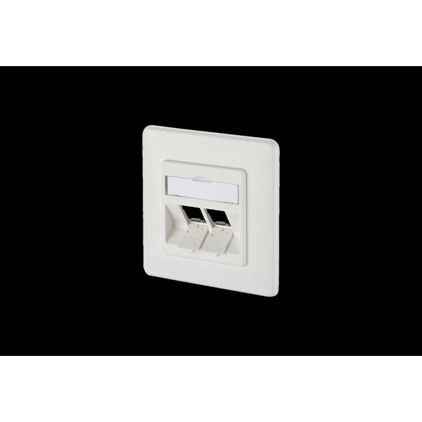Keystone wall outlet flush mounted 2 port unequipped pure white image 1