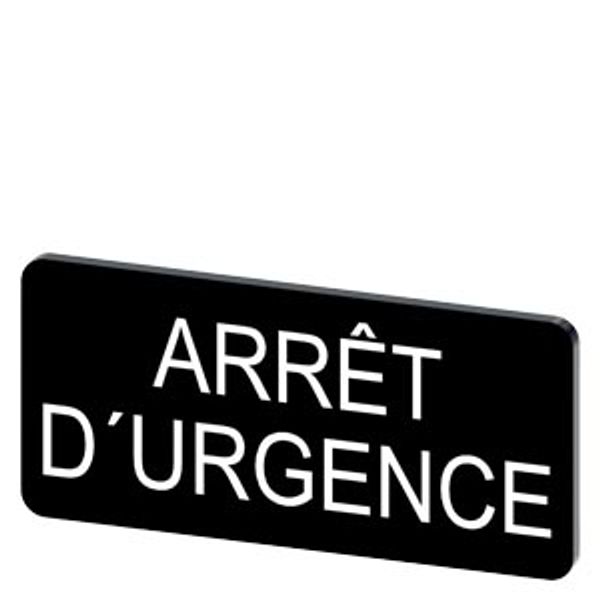 Labeling plate 12.5 x 27 mm, label black, labeling: Arret D&apos;URGENCE image 1