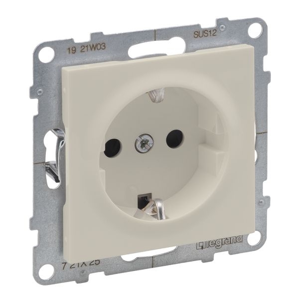 2P+E SOCKET SCHUKO STANDARD SCREW TERMINALS IVORY image 1