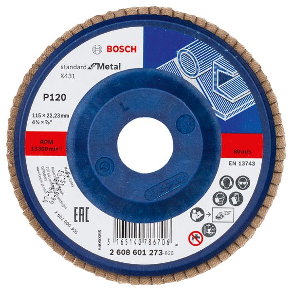 X431 flap disc, Standard for Metal 115 mm, 22.23 mm, 120 image 1