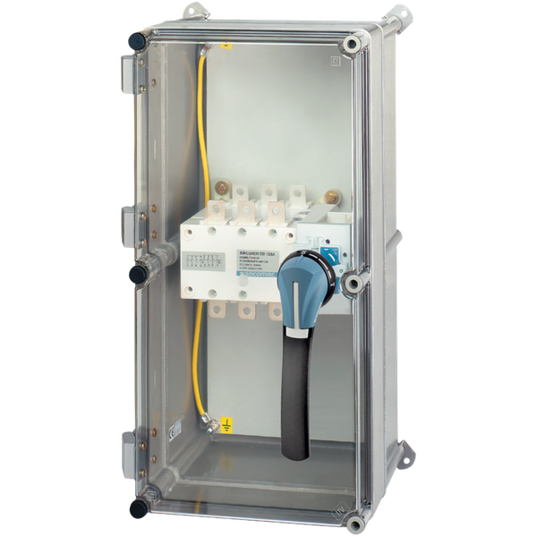 Manual transfer switch SIRCOVER I-0-II 4P 630A in polyester enclosure image 1