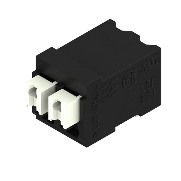 Printed circuit board terminals, 3.81 mm, Number of poles: 2, 90°, Solder pin length (l): 1.5 mm, black, PUSH IN with actuator, Clamping range, max. : 1.5 mm², Tape image 2