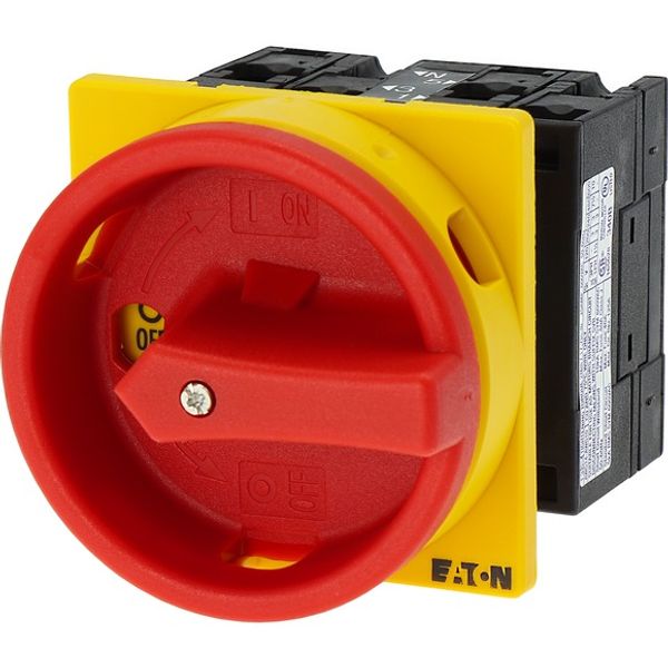 T3-2-10/EA/SVB Main switch, T3, 32 A, flush mounting, 2 contact unit(s), 3 pole + N, Emergency switching off function, With red rotary handle and yellow locking ring image 5