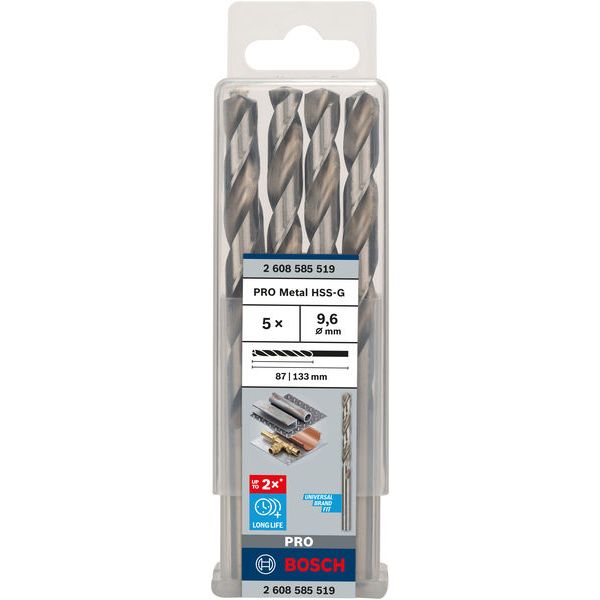 Metal drill bits HSS-G, DIN 338 9,6 x 87 x 133 mm 5 pcs. image 1